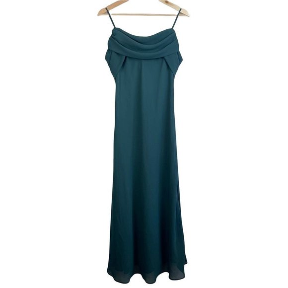 Night Scene Dresses & Skirts - Vintage Night Scene Womens Gown Dress Green Pleated Square Neck Sleeveless Vinta